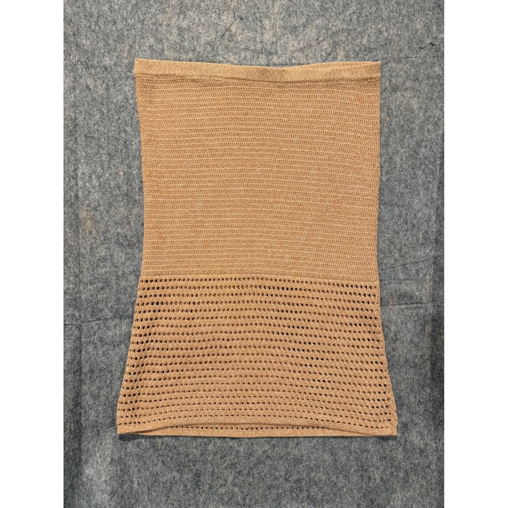 Nine West Womens 2X Tan Crochet Knit Pull On Midi Skirt Boho Beach Coverup